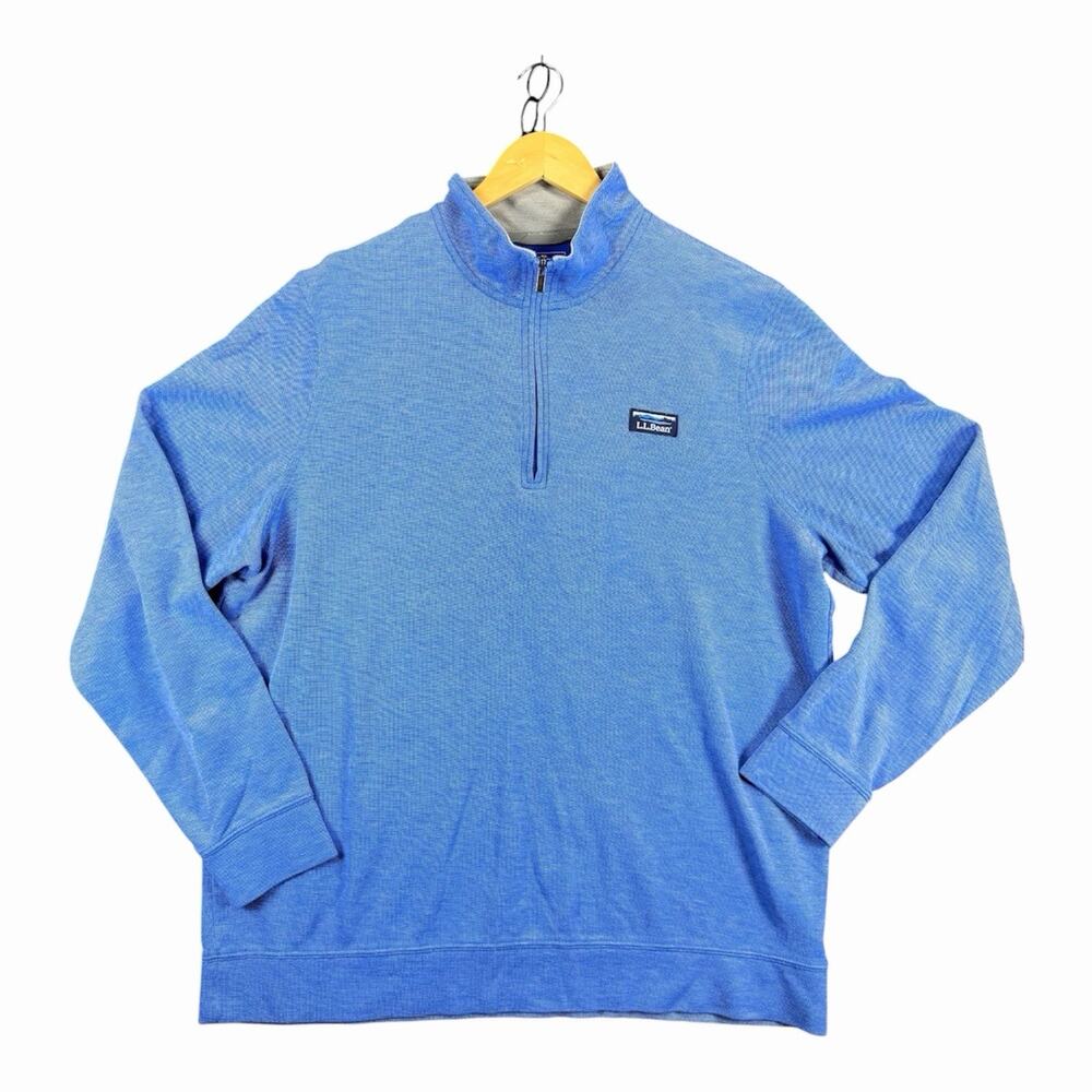 L.L.Bean Quarter Zip Pullover Blue XL Tall Traditional Fit Cotton Blend
